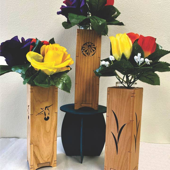 0312 Vase Hummingbird for wholesale by Wood You Tell Me, Inc.