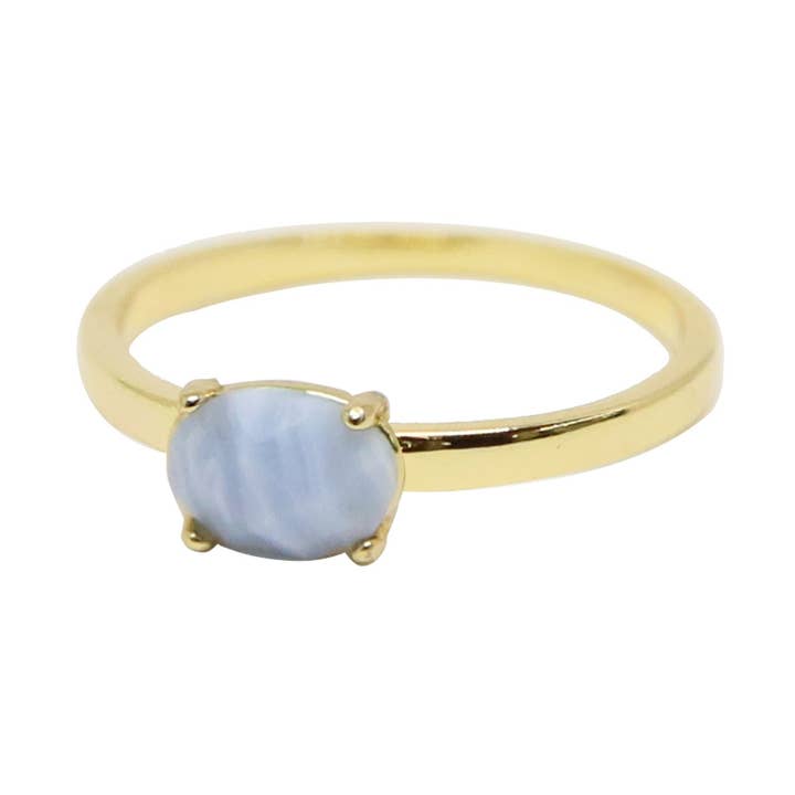 Blå agat & guld stabling sten Ring for engroshandel hos CHARGED