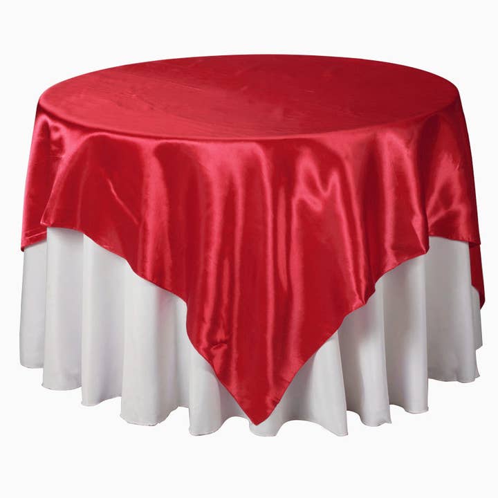 Portofino International Trading, USA - Wholesale Tablecloth - Satin Overlay - 90 Inches - Red