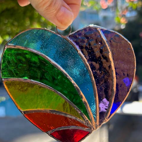 Stained glass stars and Talavera - Wholesale Suncatcher - Handmade Rainbow Stained Glass Heart Suncatcher3