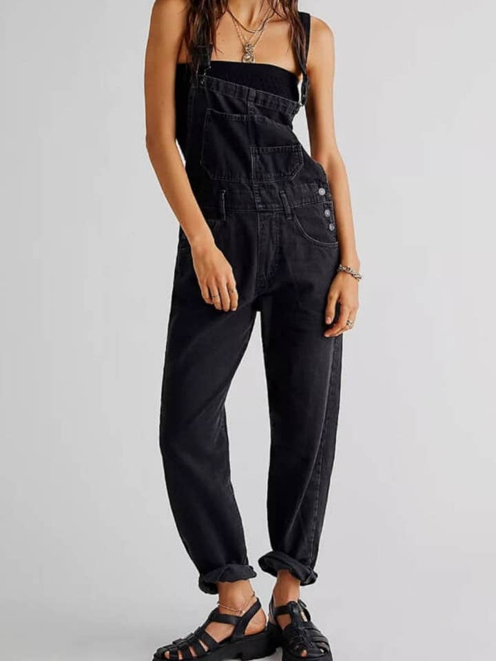 Casual Washed Strap Denim Jumpsuit DP25B848 for wholesale by Dipped Shop