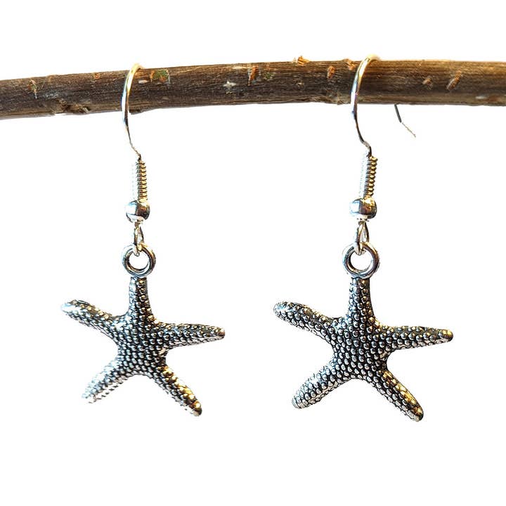 Antique Silver Starfish Vintage Style Earrings for wholesale by Stylish Jewelry Supply
