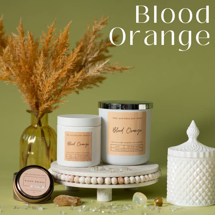 Blood Orange Soy Wax Candles for wholesale by The Apothecary Shop Co.