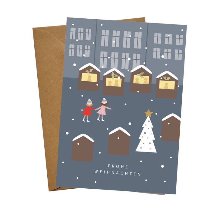 Carte de Noël "Marché de Noël" pour la vente par mimie & joe