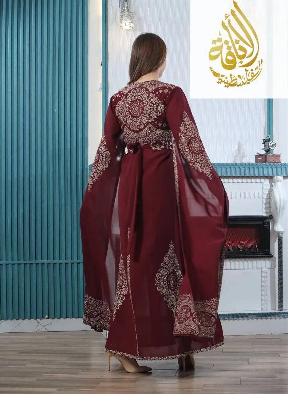 Palestinian Elegance - Wholesale Kaftan - Women's - Zahra Embroidered Slit-Sleeve Kaftan3