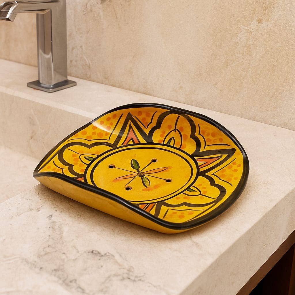 Etnico del Mondo - Wholesale Bath Soap Dish - Hand-Painted Moroccan Ceramic Soap Dish Safi#70