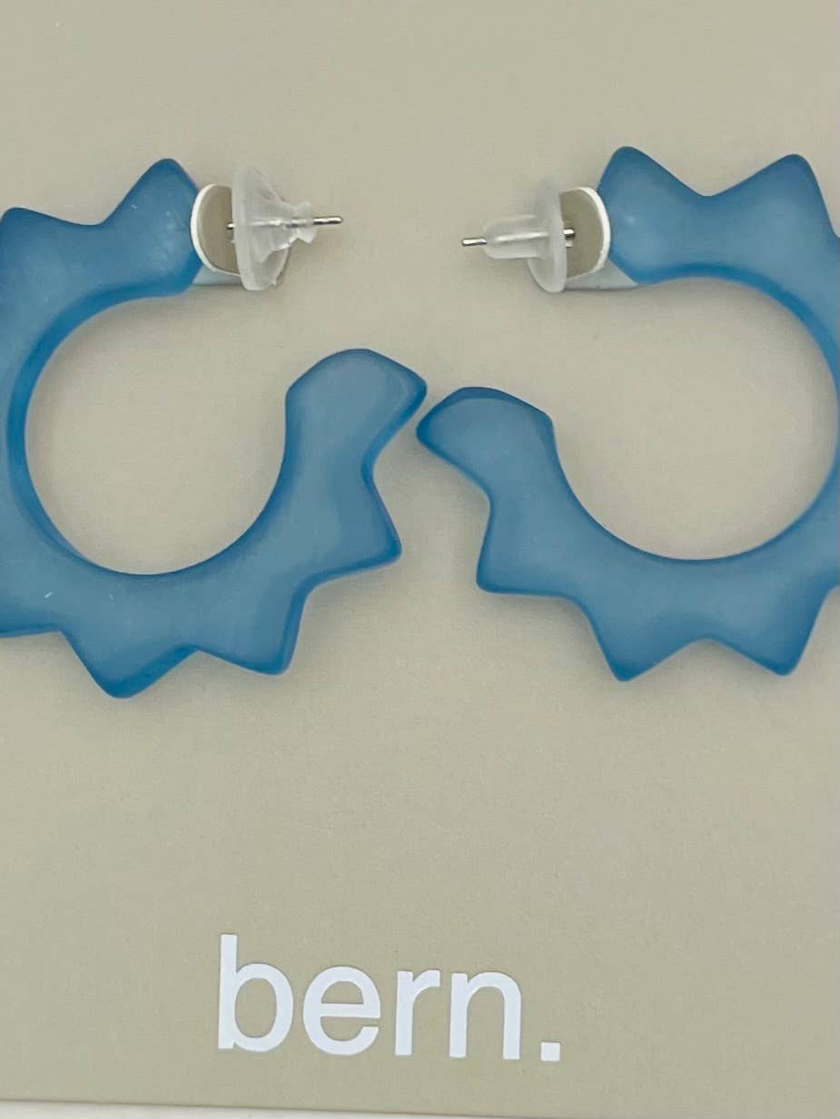 TWO FORTY TWO - Wholesale Hoop Earrings - CLASSIC - Retro Frosted Hoop (light blue) BER3180