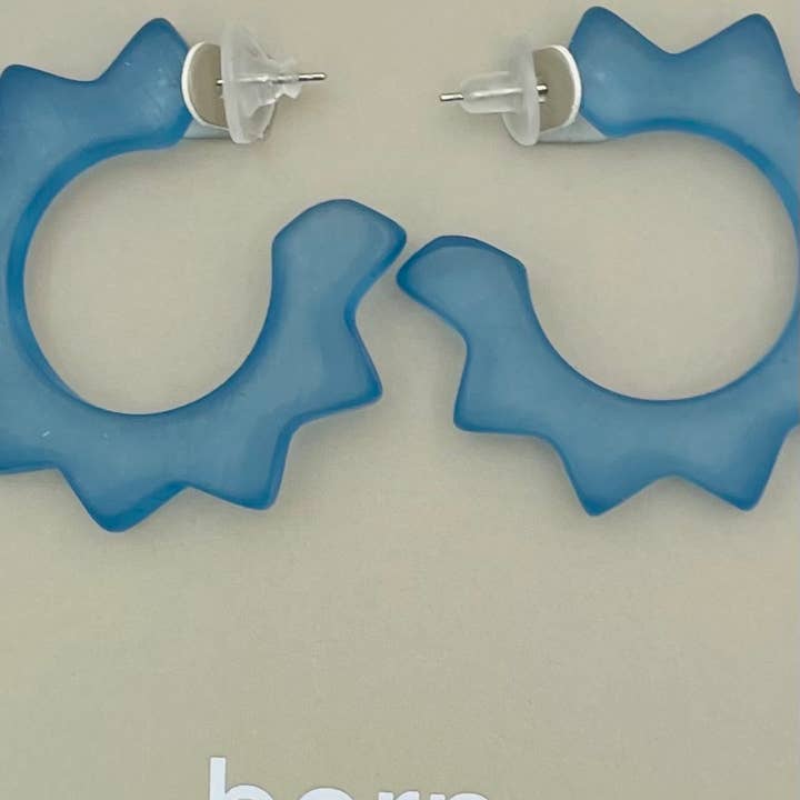 TWO FORTY TWO - Wholesale Hoop Earrings - CLASSIC - Retro Frosted Hoop (light blue) BER318