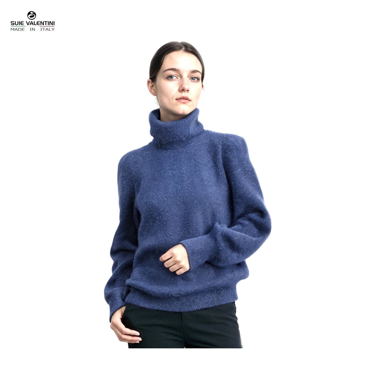 Suie Valentini srl – Großhandel Strickpullover – Damen – Rollkragenpullover aus Baby-Alpaka-Wollmischung, Art. 175134