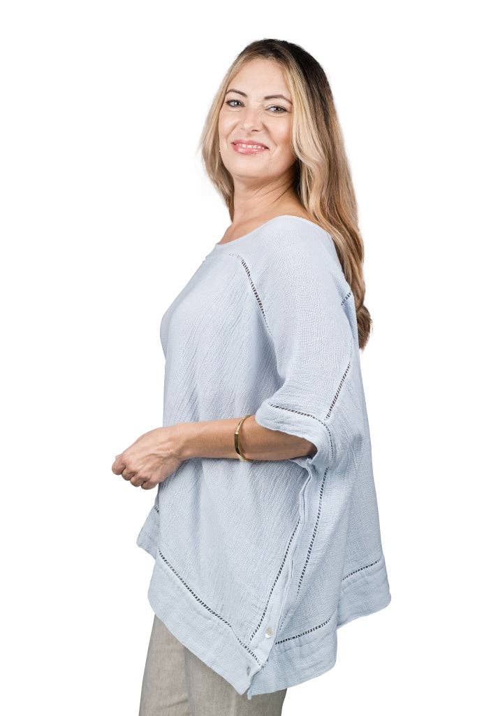 TINA Stephens Italy/Tees By Tina - Vente Chemisier – femme - Haut Ali Lin-Co Line Detail (BQ169)11