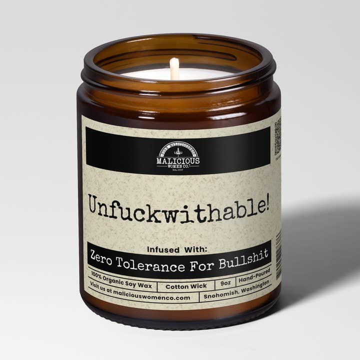 Unfuckwithable! 9oz Witch Candle Malicious Women Co for wholesale by Malicious Women Candle Co