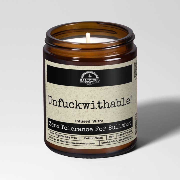 Unfuckwithable! 9oz Witch Candle Malicious Women Co for wholesale by Malicious Women Candle Co