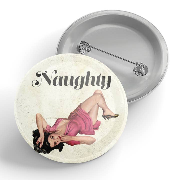 Naughty Button for wholesale by Black River Letterpress & Paper Co.