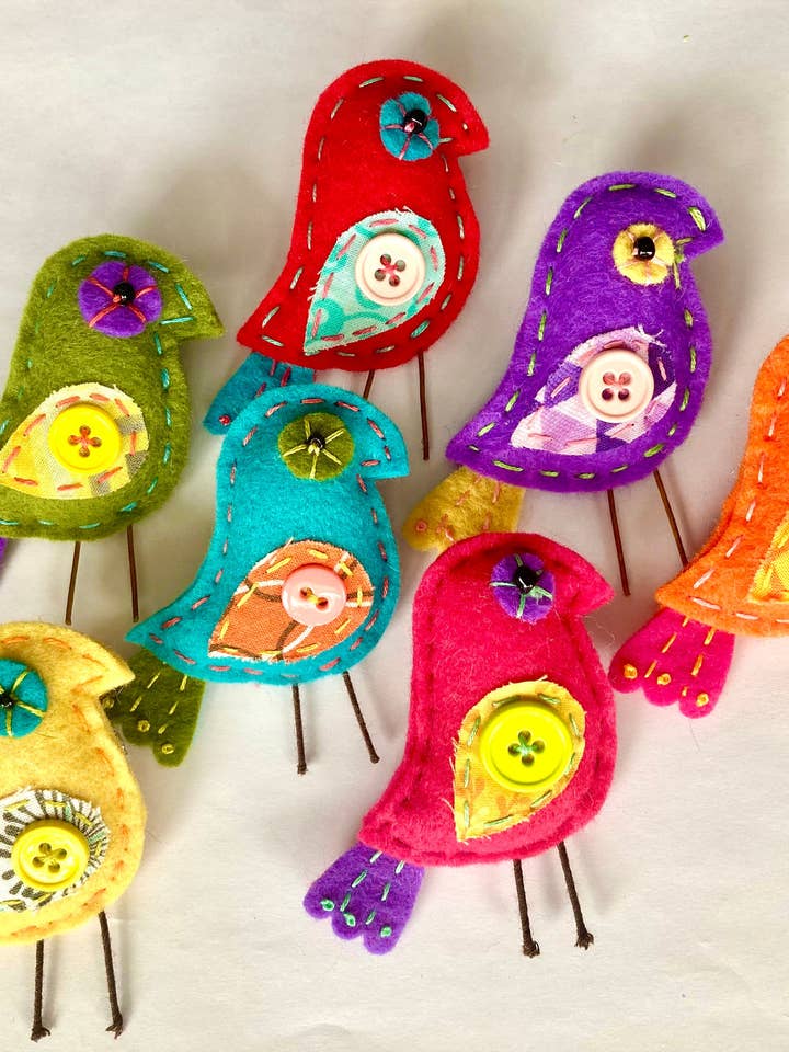 Chickadee Felt Brooch for wholesale by Pea Soup