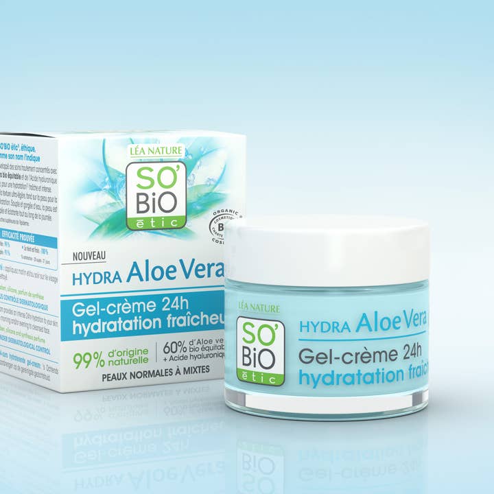 Hydra Aloe Vera Fraicheur 24hr Moisturizing fresh gel cream for wholesale by SO'BiO étic