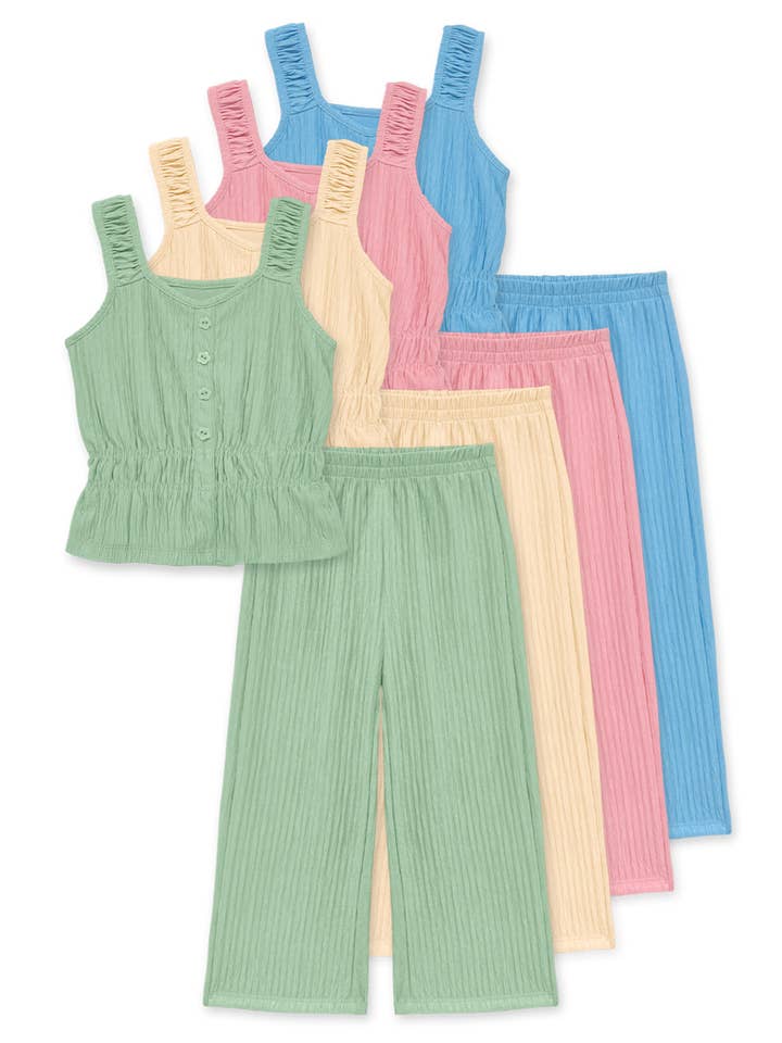 GKSS-Q26-3709B Girl's 2 pc Crinkle Pant Set for wholesale by Cutie Patootie Clothing