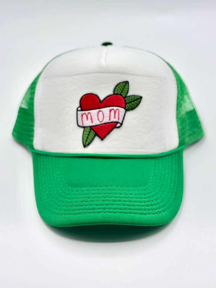 Trucker Hat green/white 'HEART MOM' for wholesale by Citiot