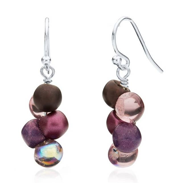 Bubble Earrings, Glass Drops: Purple, Turquoise, Red & Black for wholesale by Stefanie Wolf Designs
