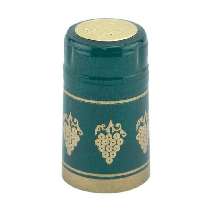 ABC Crafted Series – wholesale Wine stopper – Shrink Cap Green/Gold Grapes 100 per Pack (30.5 mm x 55 mm)0