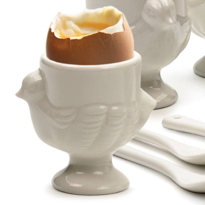 RSVP International - Wholesale Egg Cup/Holder - Porcelain Egg Cups & Spoons - Set Of 8 (4C + 4Sp)5