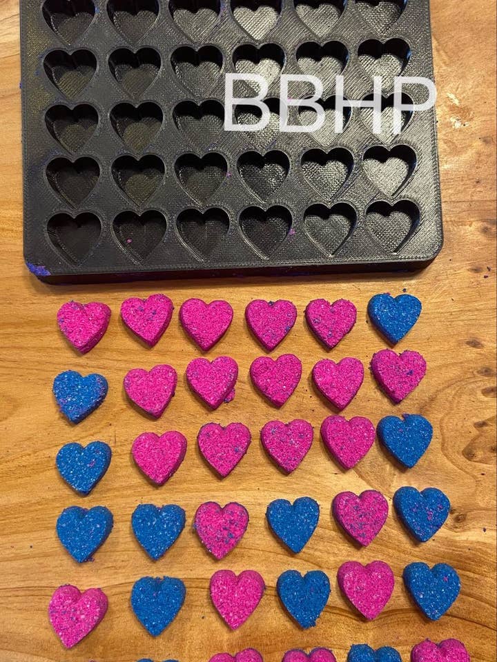 Heart shape confetti 3d bath bomb mould for wholesale by BBHP Moulds