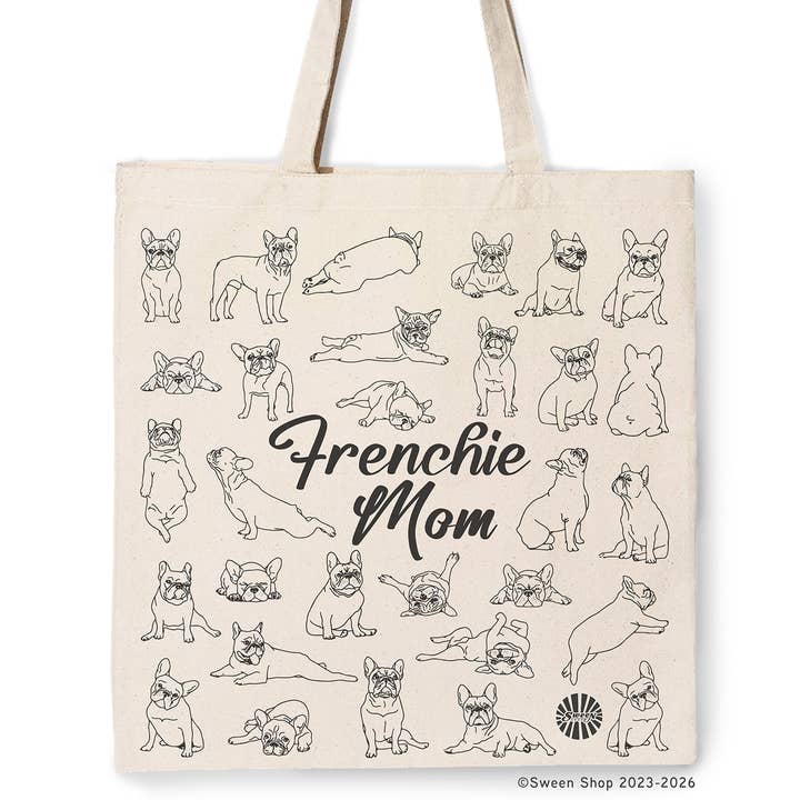 Frenchie Mom Canvas Tote Bag French Bulldog Pet Dog Gift for wholesale by Sween Shop