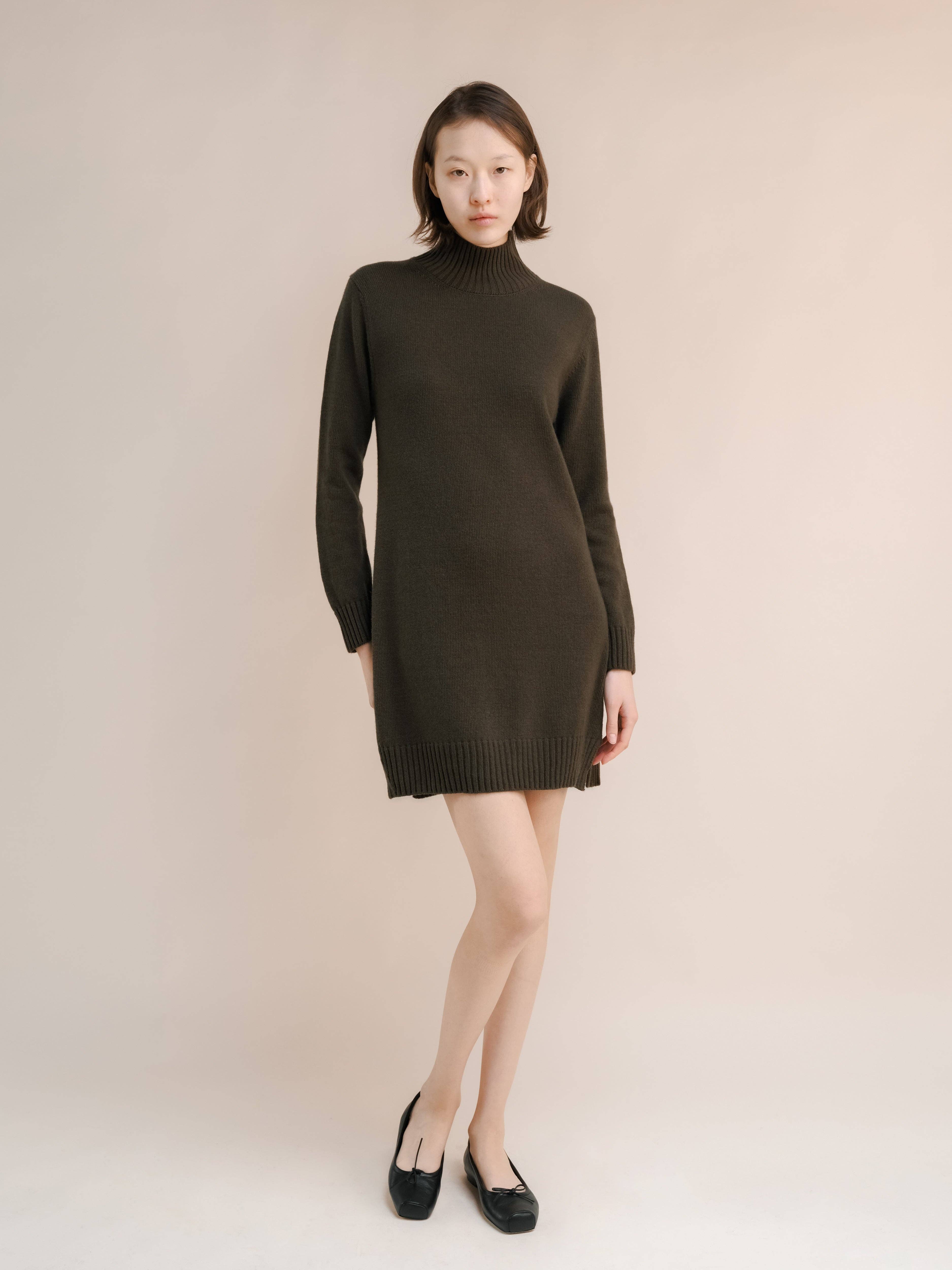 Lèmme - Wholesale Dress - Women's - Cashmere Mix High Neck Midi Dress22