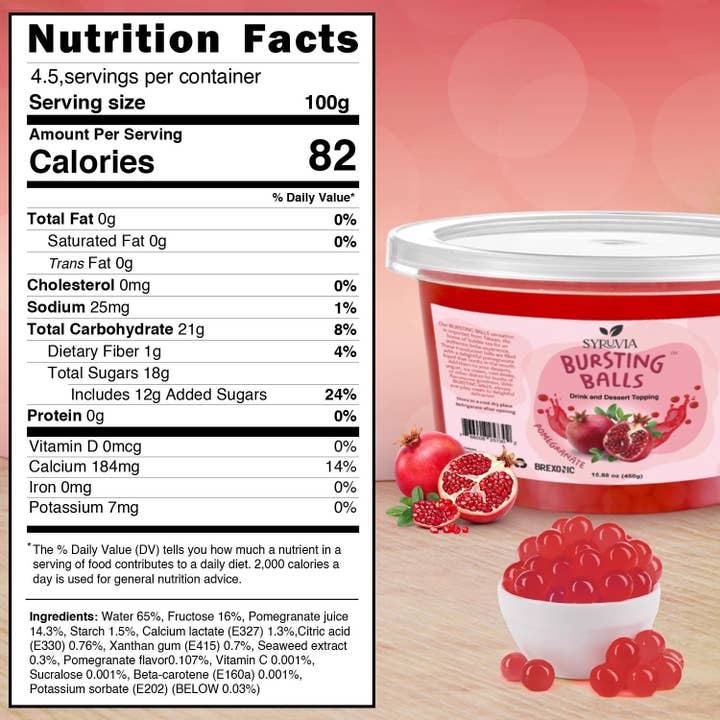 Syruvia - Wholesale Beverage Mix - 1 LB Pomegranate Flavored Popping Boba