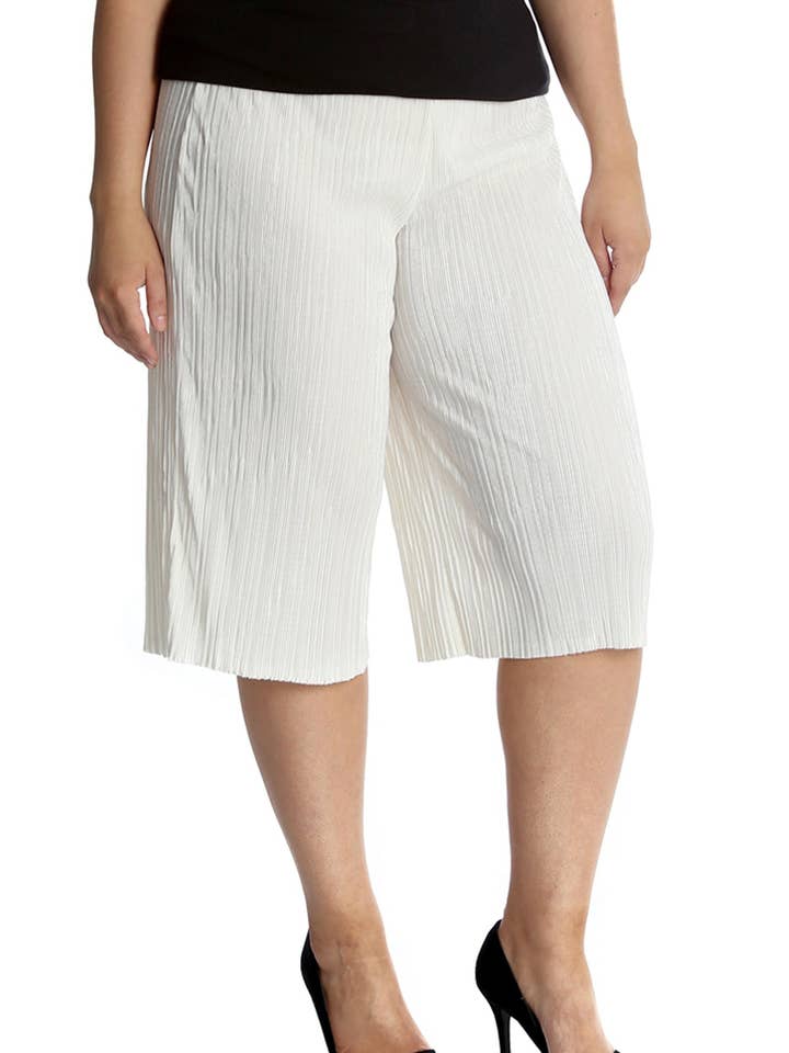 6076 Culottes med vid ben och skrynklig textur för wholesale av NOUVELLE