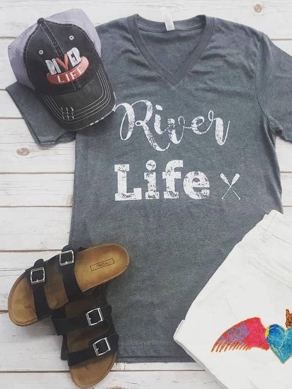 River Life V-Neck for wholesale by Plain Apparel Tees