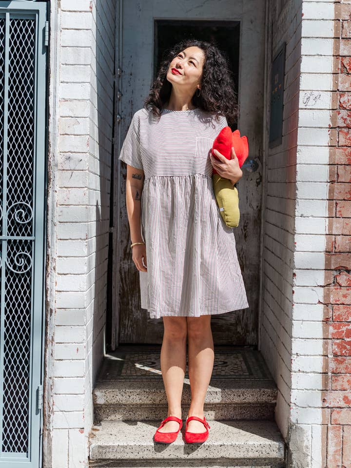 Nettle Studios - Wholesale Dress - Women's - Size Inclusive Plus Size Shirt Dress Pockets Striped Linen9