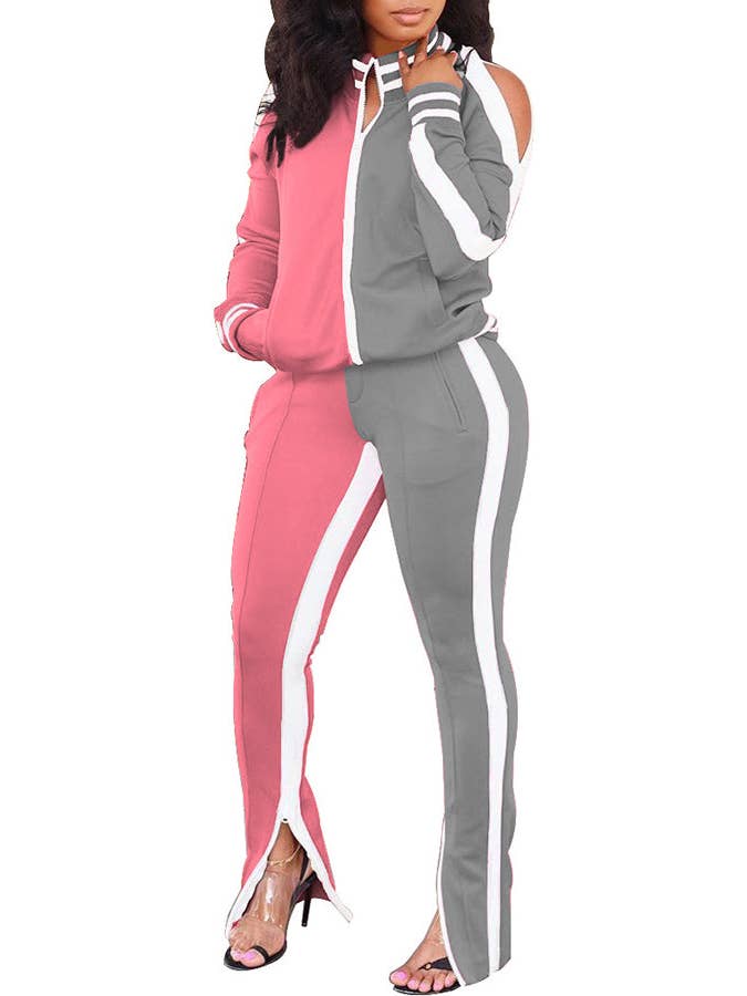 MB Fashion Wholesale - Wholesale Lounge Set - Women's - MB FASHION Two-Piece Track Set with Shoulder Cutouts 81259