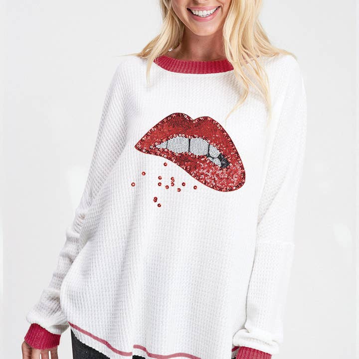 T808G8849A - Casual Bling Lip Ringer Printed Tee and other Purchase Wholesale bling t shirts. Free Returns & Net 60 Terms on Faire trending on Faire.