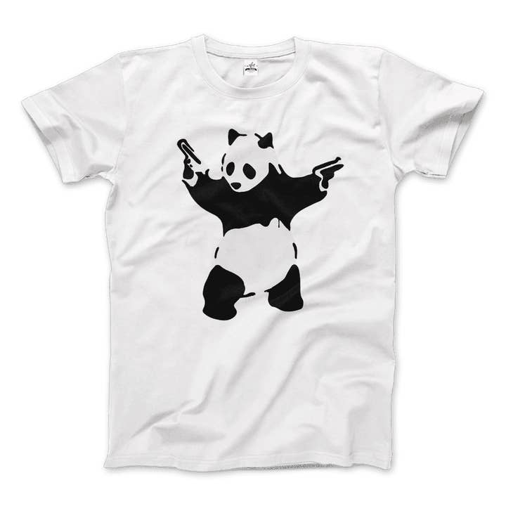 Art-O-Rama Shop - Wholesale Screen Printed T-Shirt - Women's - Banksy Pandamonium Armed Panda Artwork T-Shirt3