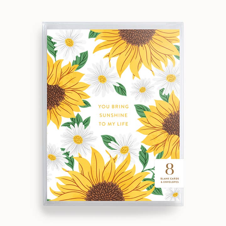 Tournesols ensoleillés | Carte de vœux | Coffret de 8 pour la vente par Linden Paper Co.