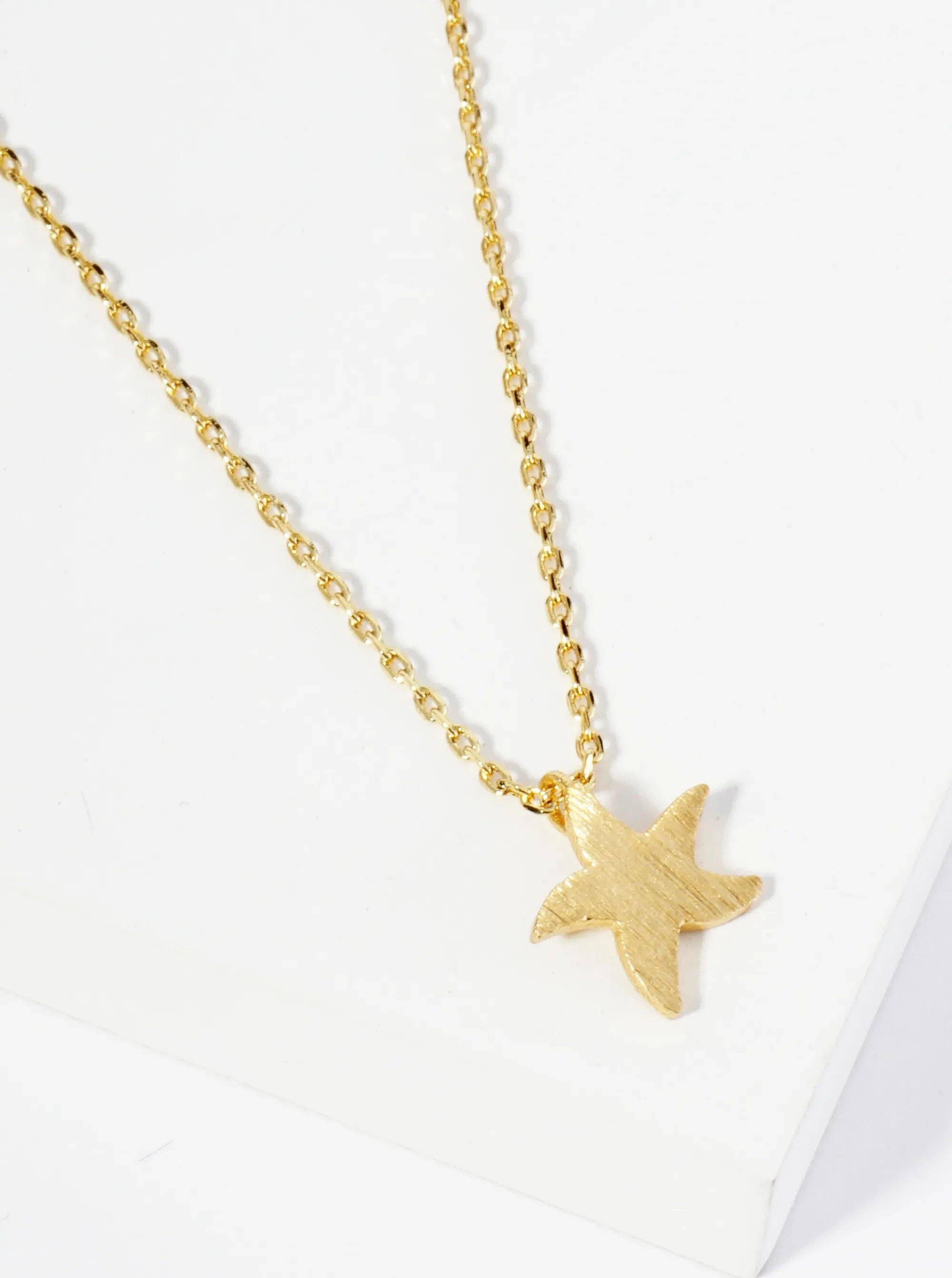 Wild Honey - Wholesale Pendant/Charm Necklace - 18K Gold Dipped Brushed Brass Starfish Pendant Necklace1