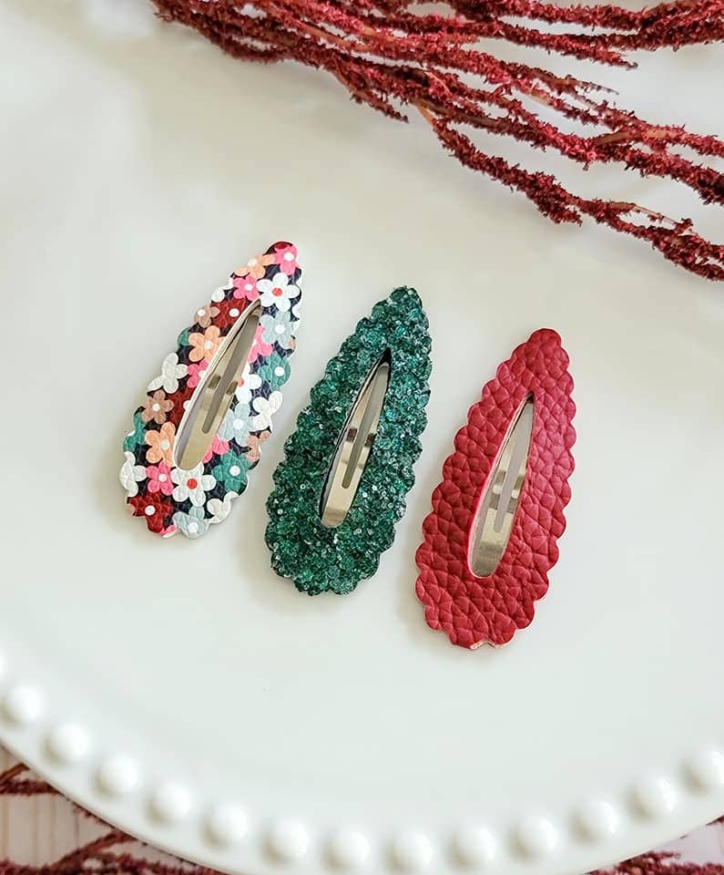 Dainty Delights Creations - Wholesale Hair Clip - Women's - 2.5" Scallop Teardrop Snap Clip 3pak-Oopsie Daisy