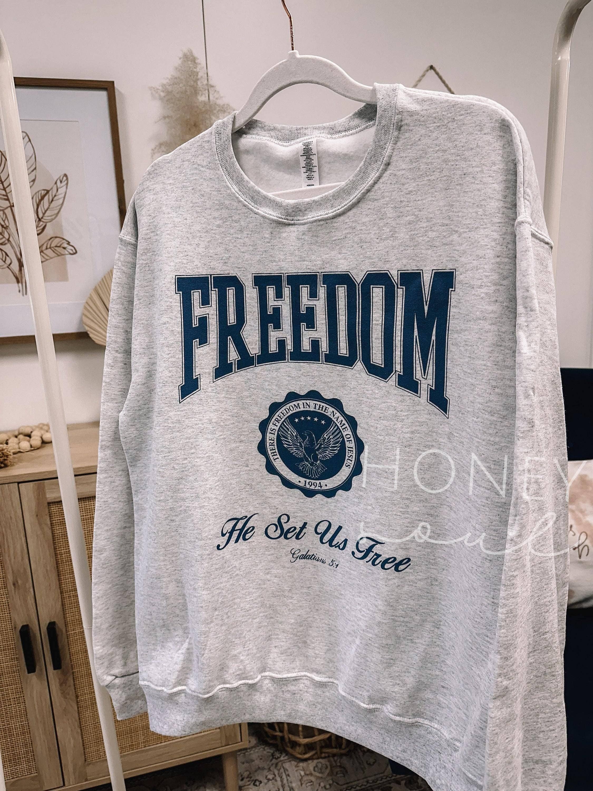 Honey Soul LLC - Wholesale Graphic Sweatshirt - Unisex - Freedom He Sets Us Free Graphic Sweatshirt1