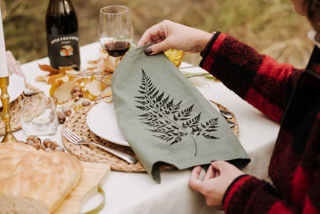 Your Green Kitchen - Wholesale Dinner & Cloth Napkin - Reusable Napkins/Leafy Fern Forest Green/Linen Blend0