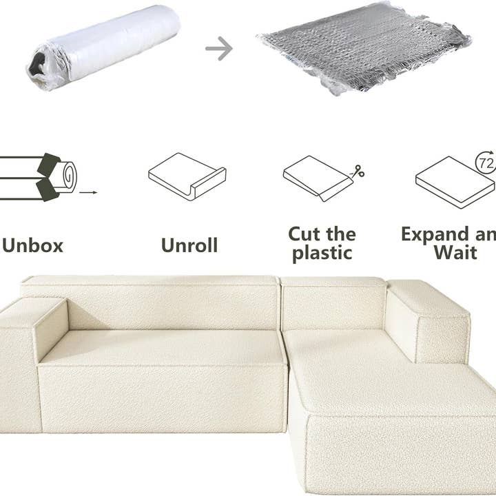 Modular Sectional Sleeper Sofa L-Shape Chaise White for wholesale on Faire