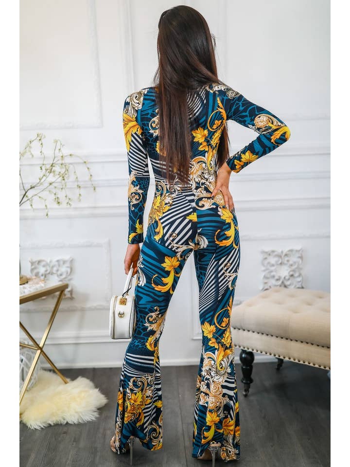 SurelyMine - Wholesale Jumpsuit - Women's - Rich and Ready Deep V Neck Jumpsuit