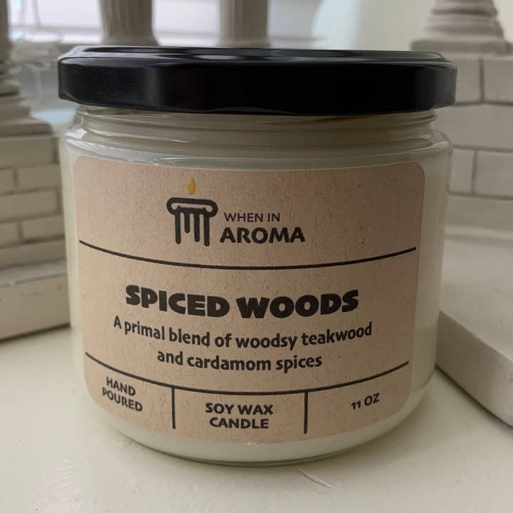 Spiced Woods Soy Candle for wholesale by When In Aroma Candle Company