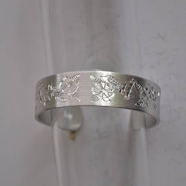 September Flower of the Month Pewter Cuff Bracelet for wholesale by Nobska Craftsmen