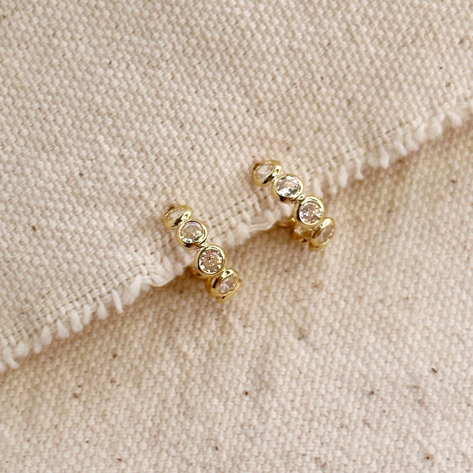 GoldFi - Wholesale Hoop Earrings - Bezel CZ C- Hoop Earrings0