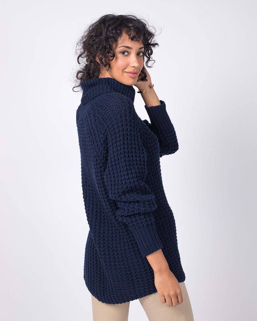 QUINN - Vente Pull en maille – femme - Col roulé en maille gaufrée en cachemire0