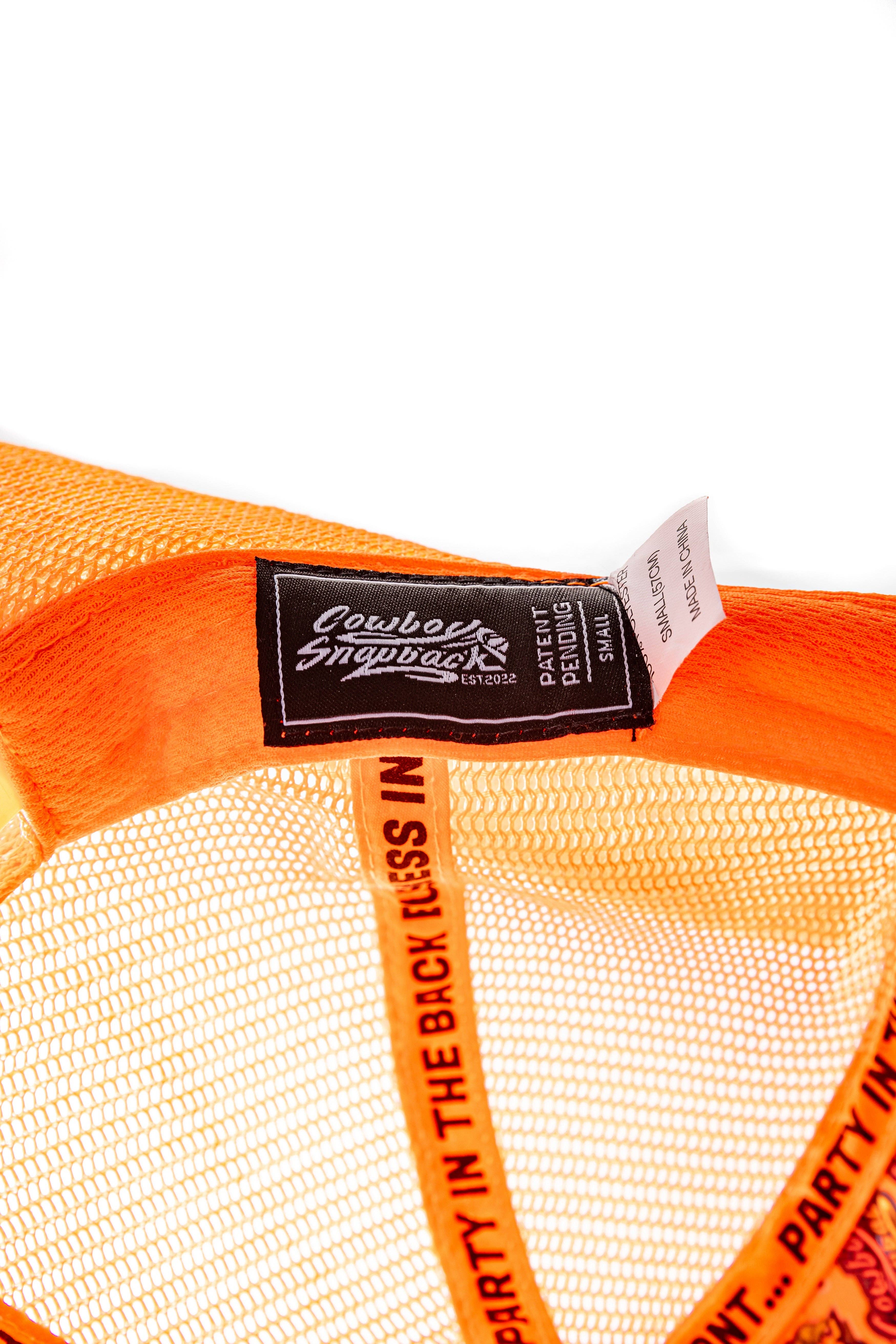 Cowboy Snapback - Wholesale Cowboy Hat - Unisex - BLAZE ORANGE COWBOY SNAPBACK: 5 PANEL - BLANK8