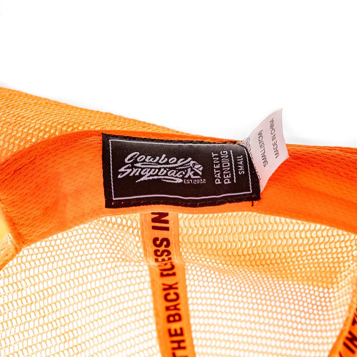 Cowboy Snapback - Wholesale Cowboy Hat - Unisex - BLAZE ORANGE COWBOY SNAPBACK: 5 PANEL - BLANK8