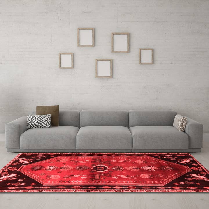 Machine Washable Animal Red Traditional Area Rugs for wholesale by Ahgly