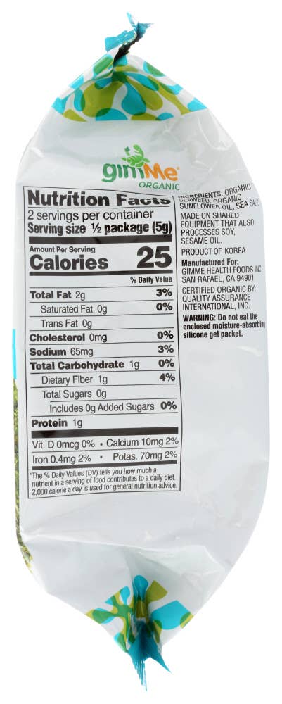 KeHE Distributors, LLC - Wholesale Crackers - Gimme Seaweed Snack Roasted Sea Salt Organic 0.35 oz5
