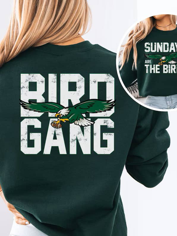 Bird Gang Sunday's are for the Birds Eagles Football for wholesale by A Blessed Texas Mess Boutique